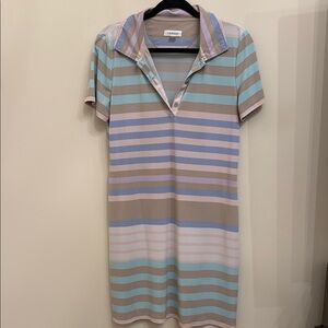 Calvin Klein Blue Gray Polo Midi Dress
